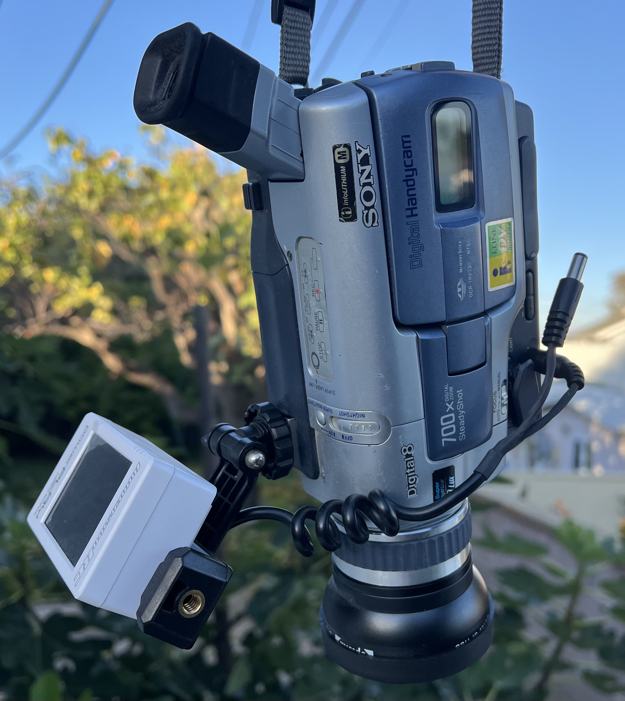 Camcorder + fisheye setup